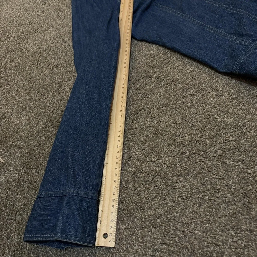 Vintage Wrangler Jacket Mens Large Blue Denim Western Bomber Button Front - Picture 5 of 8